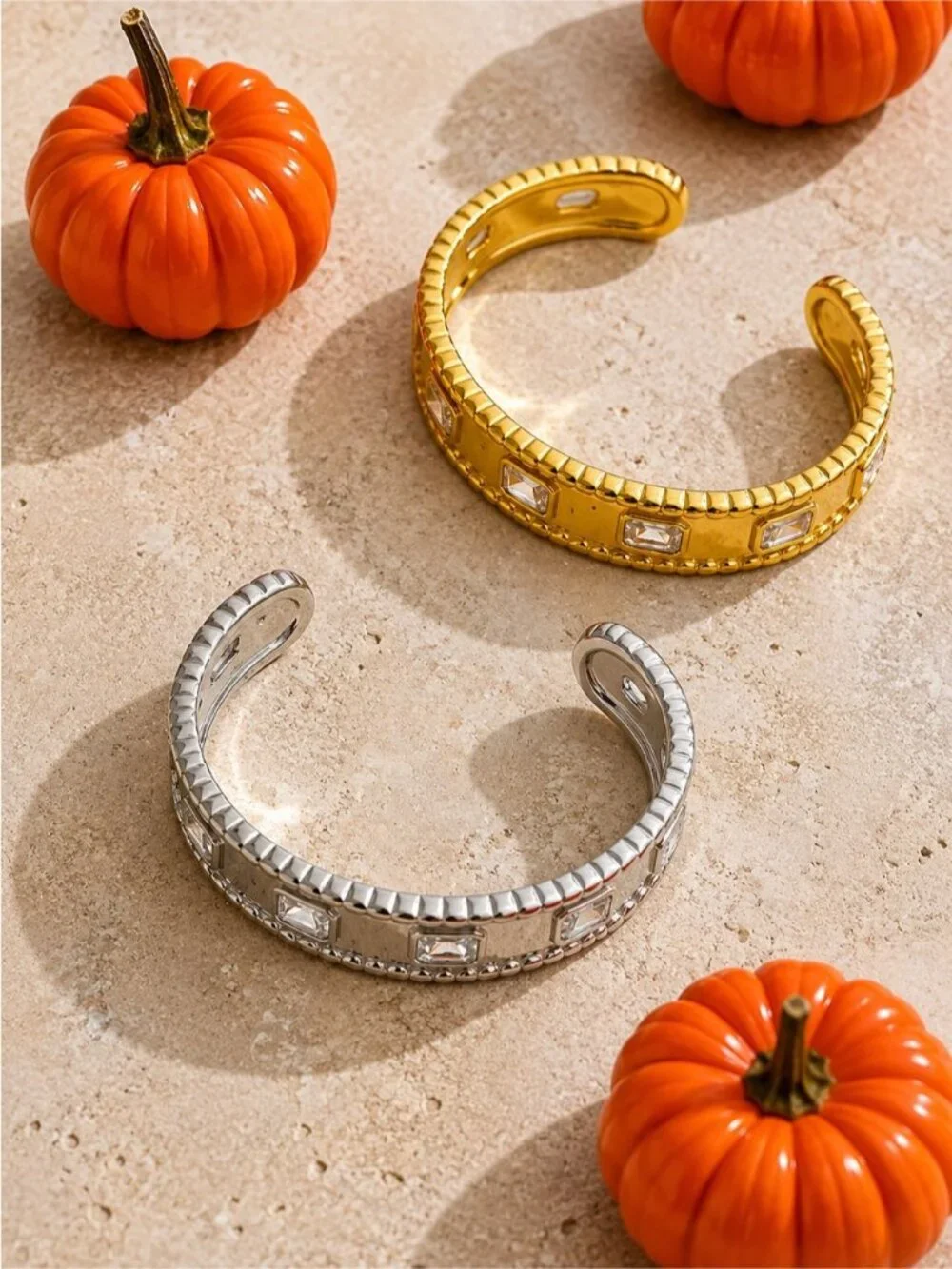 Gold plated Crystal-Trim Bangle Bracelet
